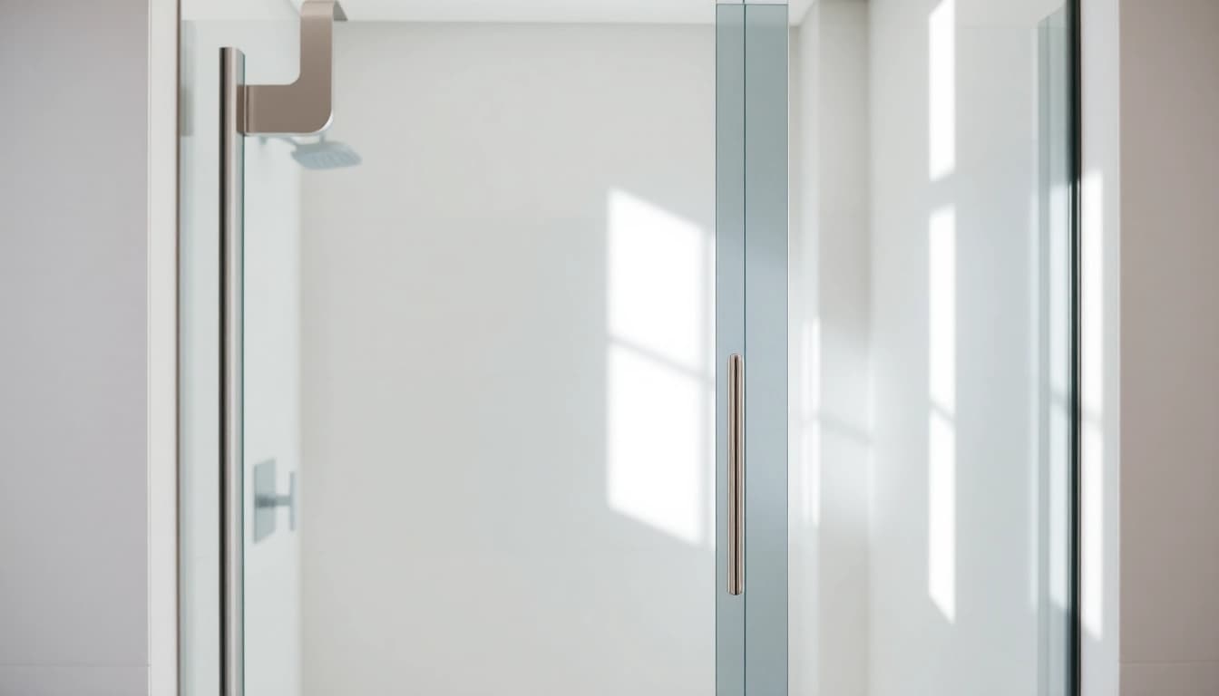 Showcase of a shower screen sliding door in a sleek bathroom, emphasizing modern design.
