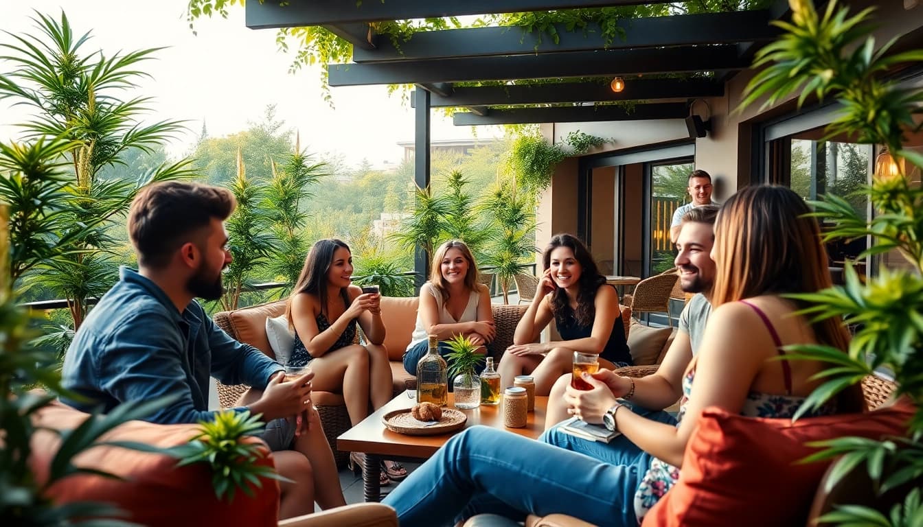 Cannabis Club Lloret De Mar scene with members enjoying a vibrant social atmosphere.