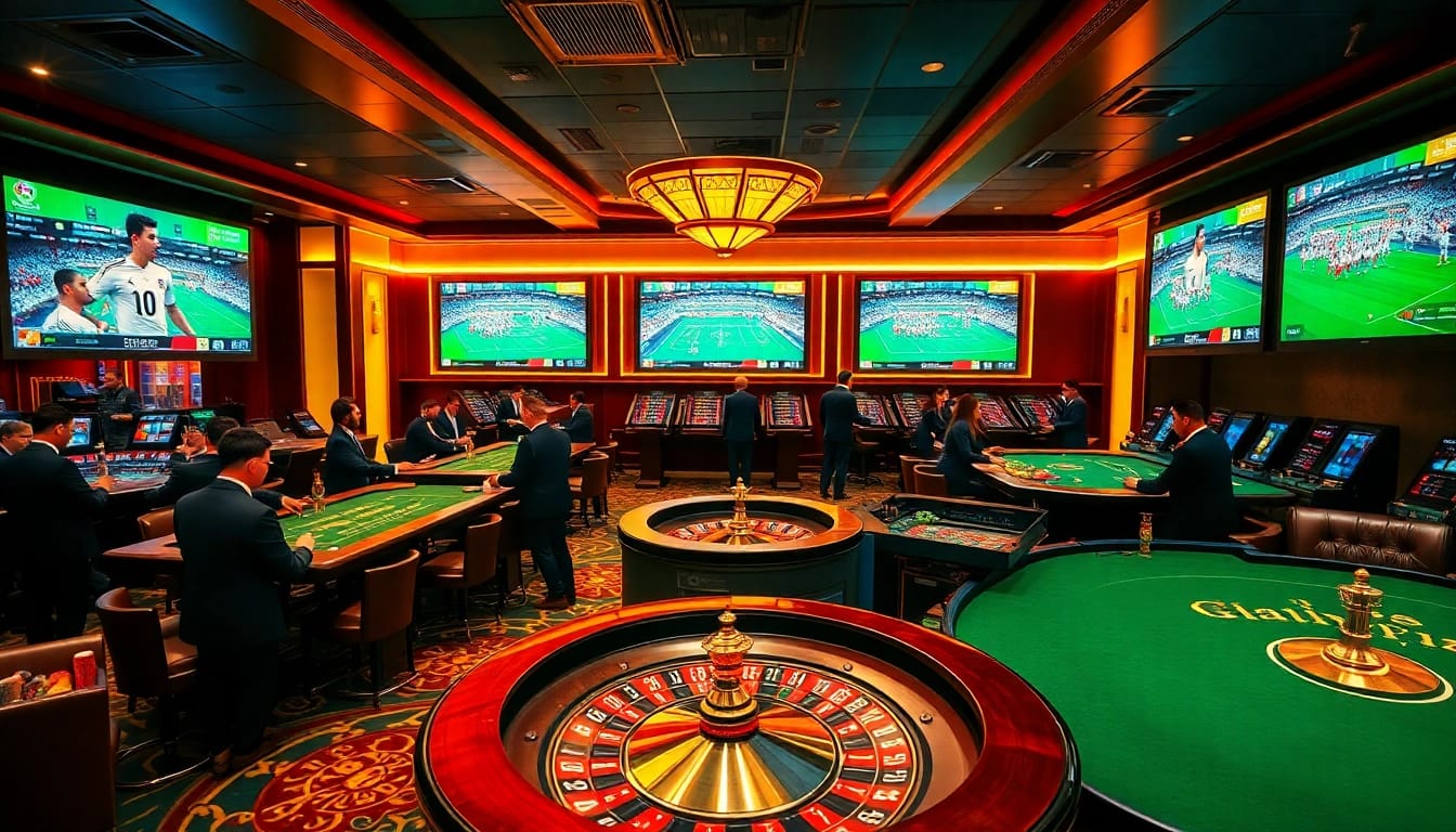 Engaging scene highlighting trc tip bng  Chu u in a luxurious casino setting with betting activities.