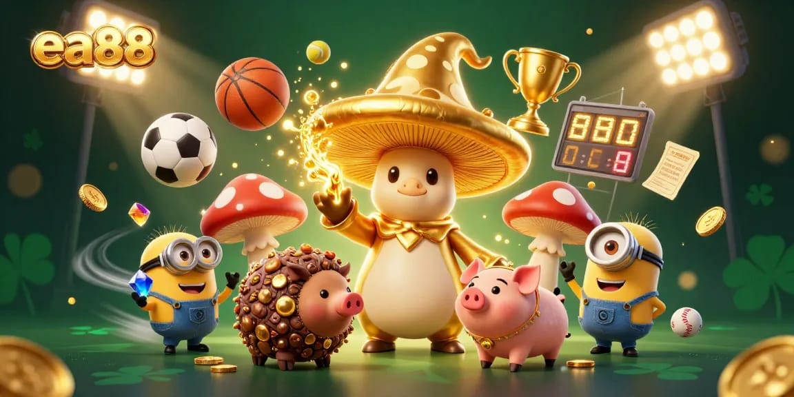 Experience thrilling moments at ea88 with a magical golden wizard, treasure, and sports elements.