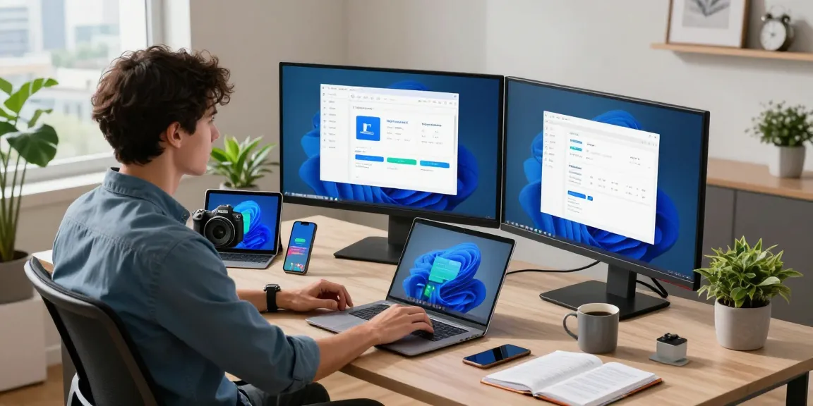 WPS Download interface displayed in a professional workspace with tech gadgets.