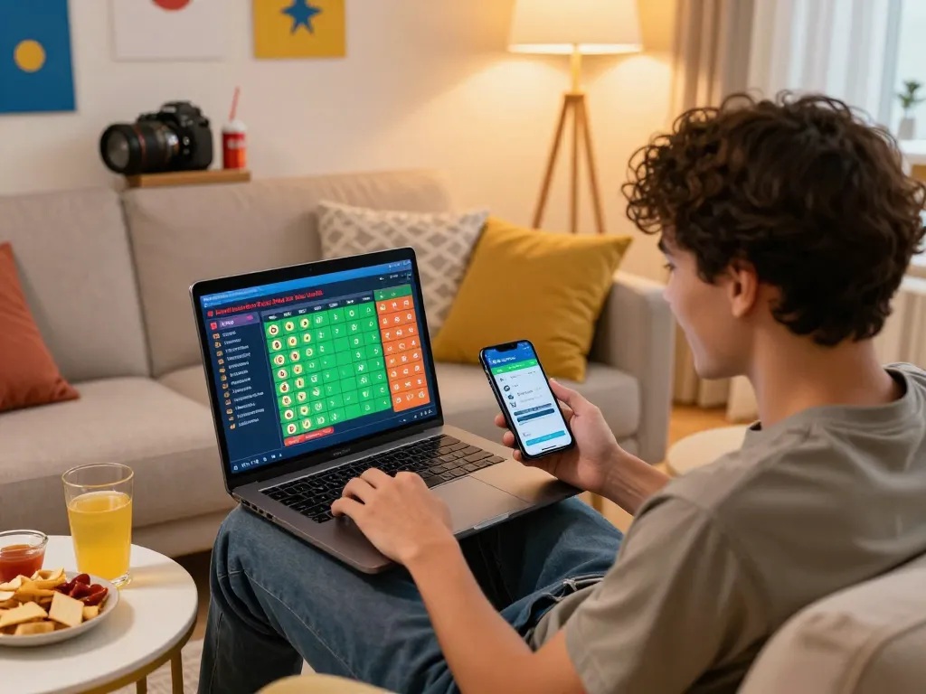 Engaging scene of a person playing lô đề online on a laptop, showcasing an exciting gaming atmosphere.