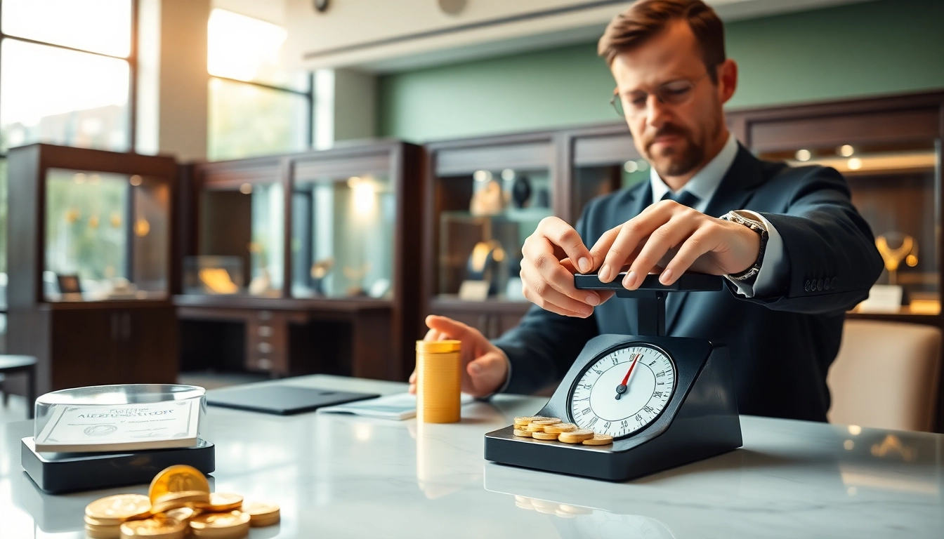 Vendita oro a distanza con apprezzamenti professionali in ambiente moderno.