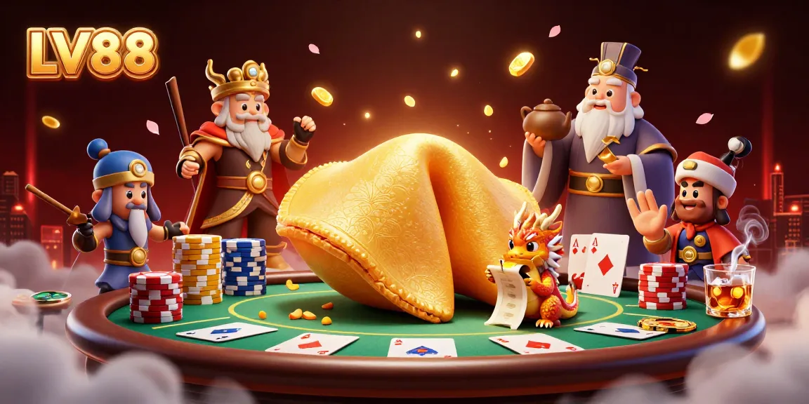 Experience thrilling gambling with LV88's whimsical 3D scene featuring fortune and gaming symbols.