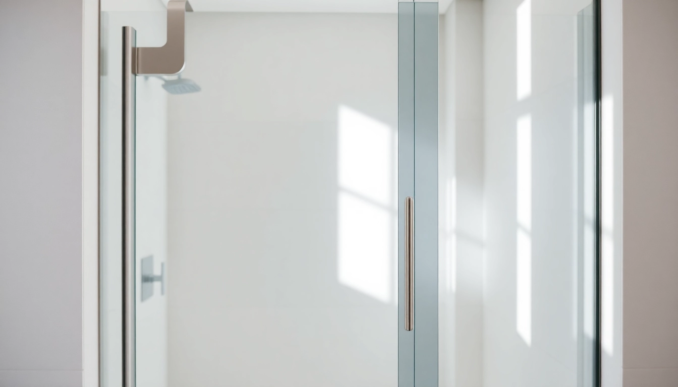 Showcase of a shower screen sliding door in a sleek bathroom, emphasizing modern design.