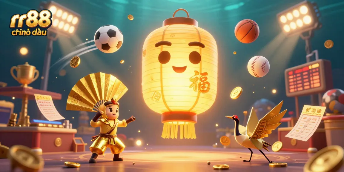 Experience the thrill of rr88 chính thức with vibrant casino elements and golden symbols in a dynamic 3D illustration.