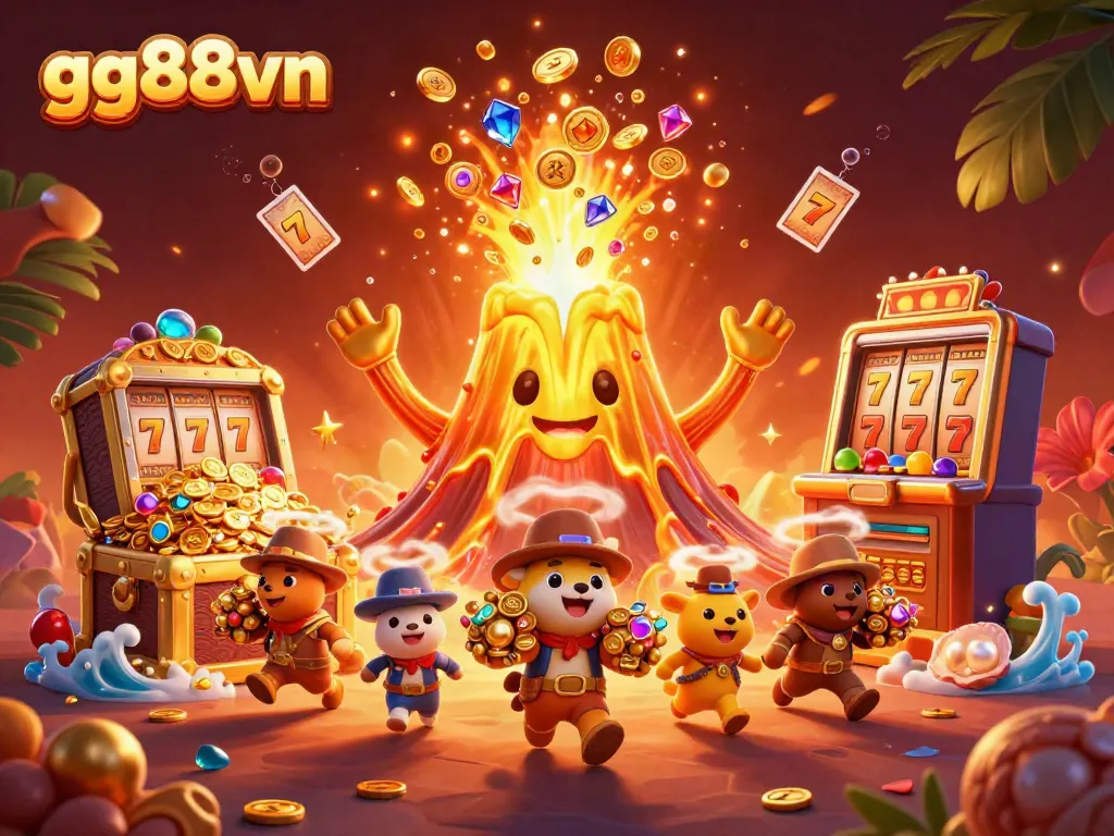 Experience the excitement of winning at gg88vn with a treasure-filled eruption from the golden volcano.
