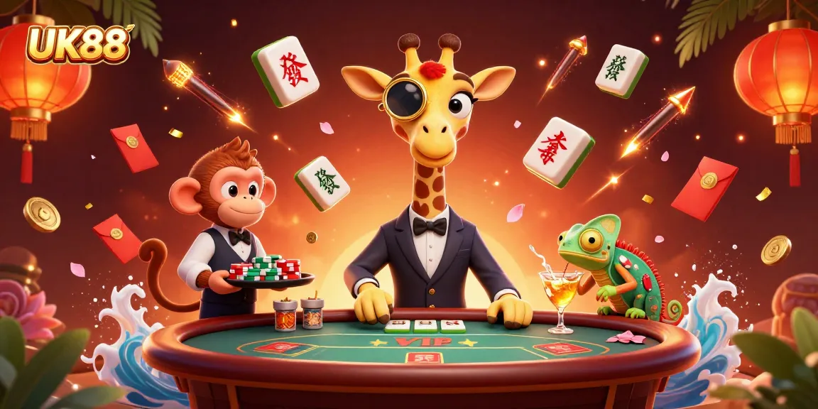 Engage in thrilling gameplay at UK88 with a vibrant poker scene featuring cartoon characters.