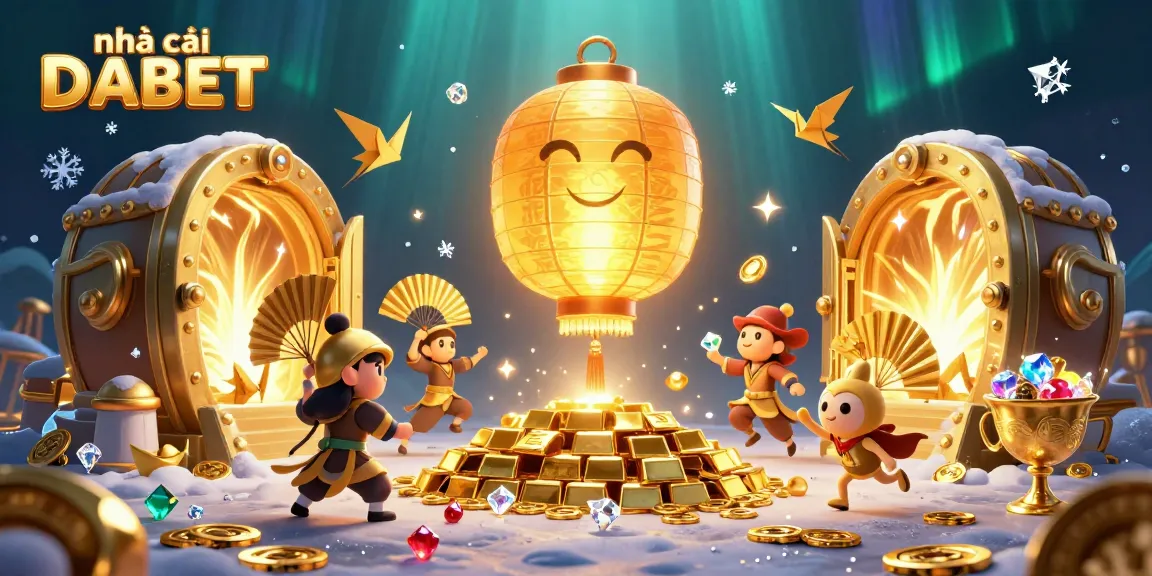 Experience brilliant gaming excitement at nhà cái DABET with vibrant casino elements and glowing treasures.