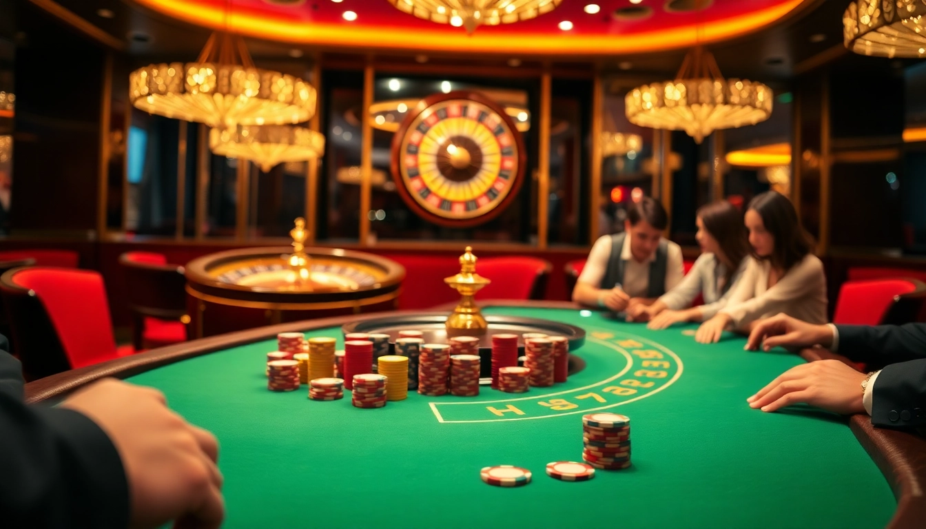 THABET casino environment with poker chips, blackjack tables, and an exciting atmosphere.