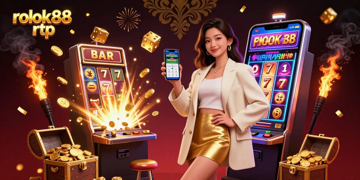 Engage with rokok88 rtp via a vivid casino scene featuring a sports betting app and exciting gaming elements.