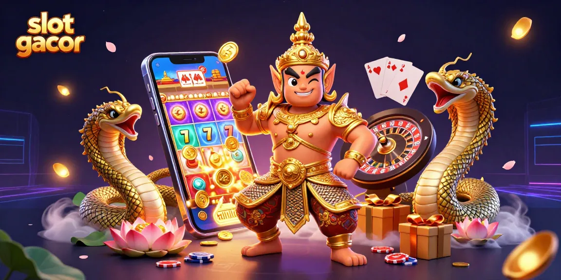Menang di slot gacor dengan ponsel 3D dan karakter penjaga kuil yang berwarna-warni.